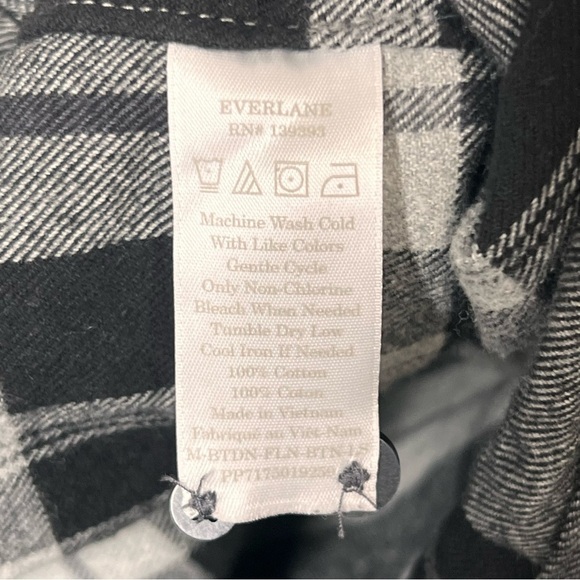 Everlane Men's Size XL Gray Black Plaid Flannel Shirt Long Sleeve Button Up - Picture 4 of 9